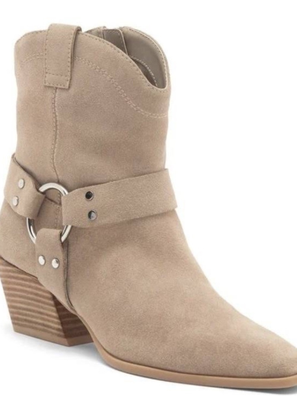 NWOT Suede Ankle Western Boots in Taupe